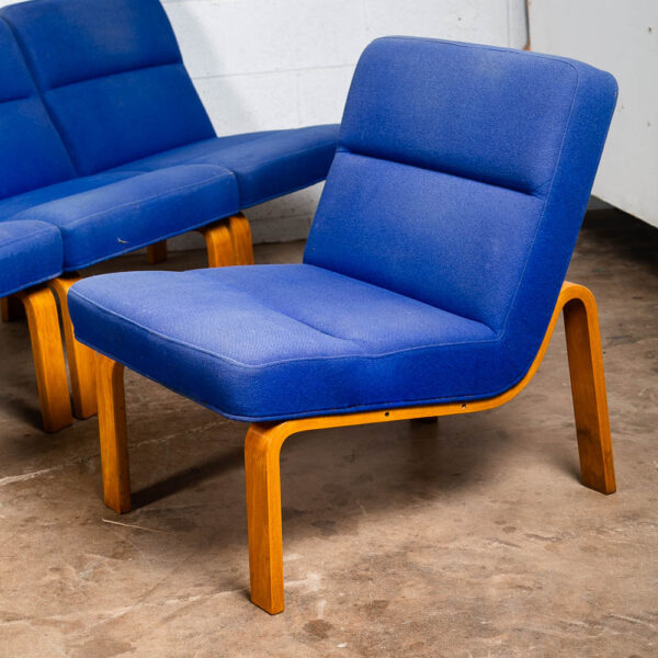 Mid Century Danish Modern Sofa Sectional 6 Piece Modular Magnus Olesen Blue Oak - Image 5