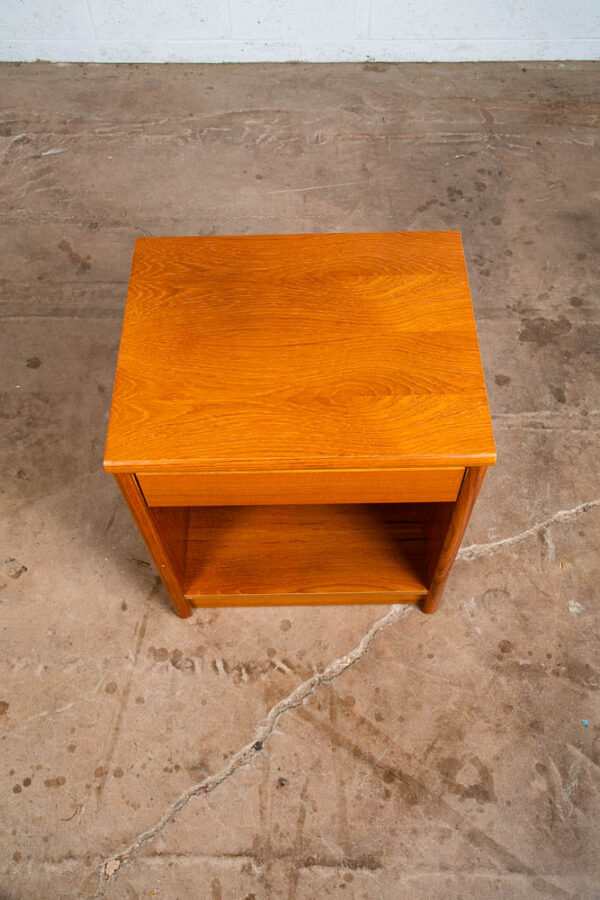 Mid Century Danish Modern Nightstand End Side Tables Teak Wood Drawer Denmark - Image 7