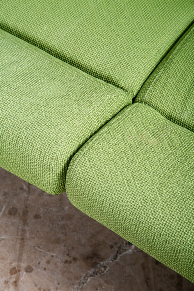 Mid Century Danish Modern Couch Sofa Cased Oak Green Loveseat Settee 2 Seat Wool - Image 12