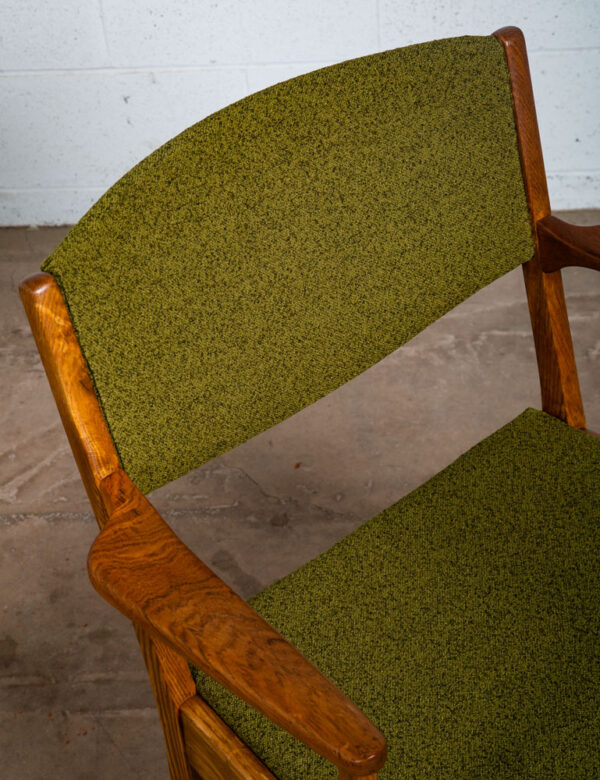 Mid Century Danish Modern Armchair Chair Teak Oak Dining Arms Green Restored - Image 7