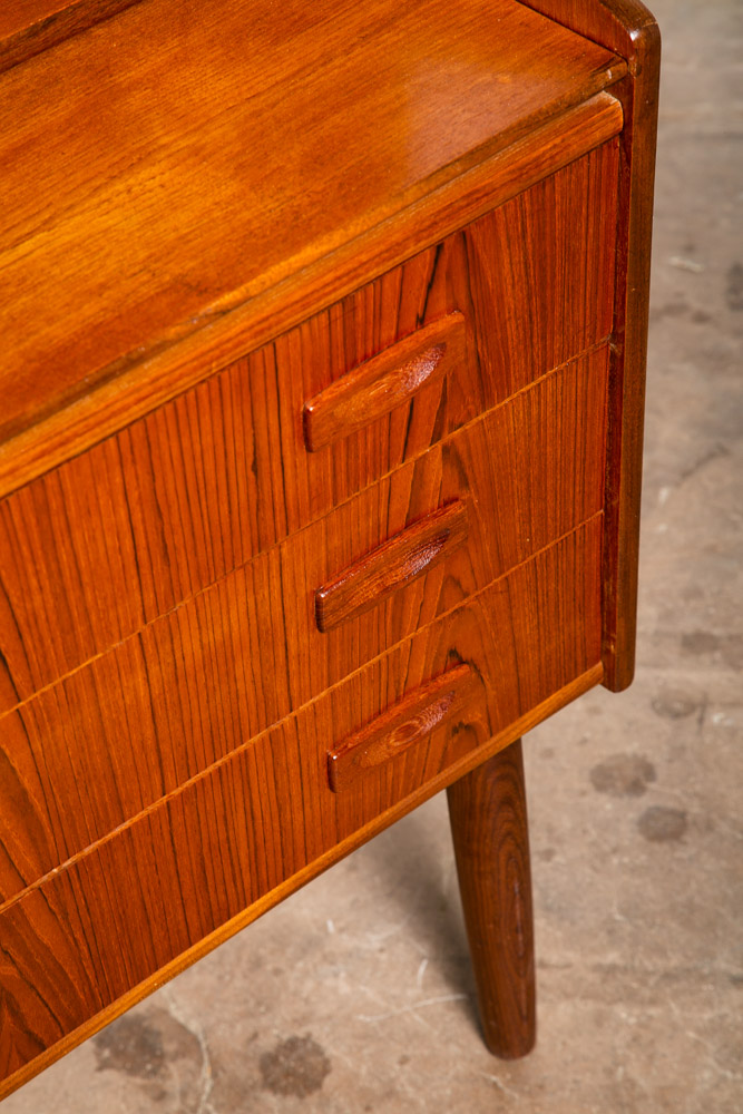 Mid Century Modern Secretary Desk Teak 7 Drawers Vanity Denmark Sliding Surface - Image 12