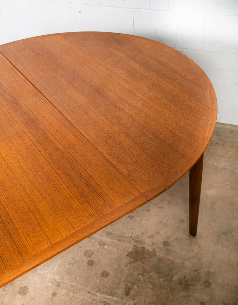 Mid Century Danish Modern Dining Table Large Teak Expanding Leaf x2 Round 86" - Image 11