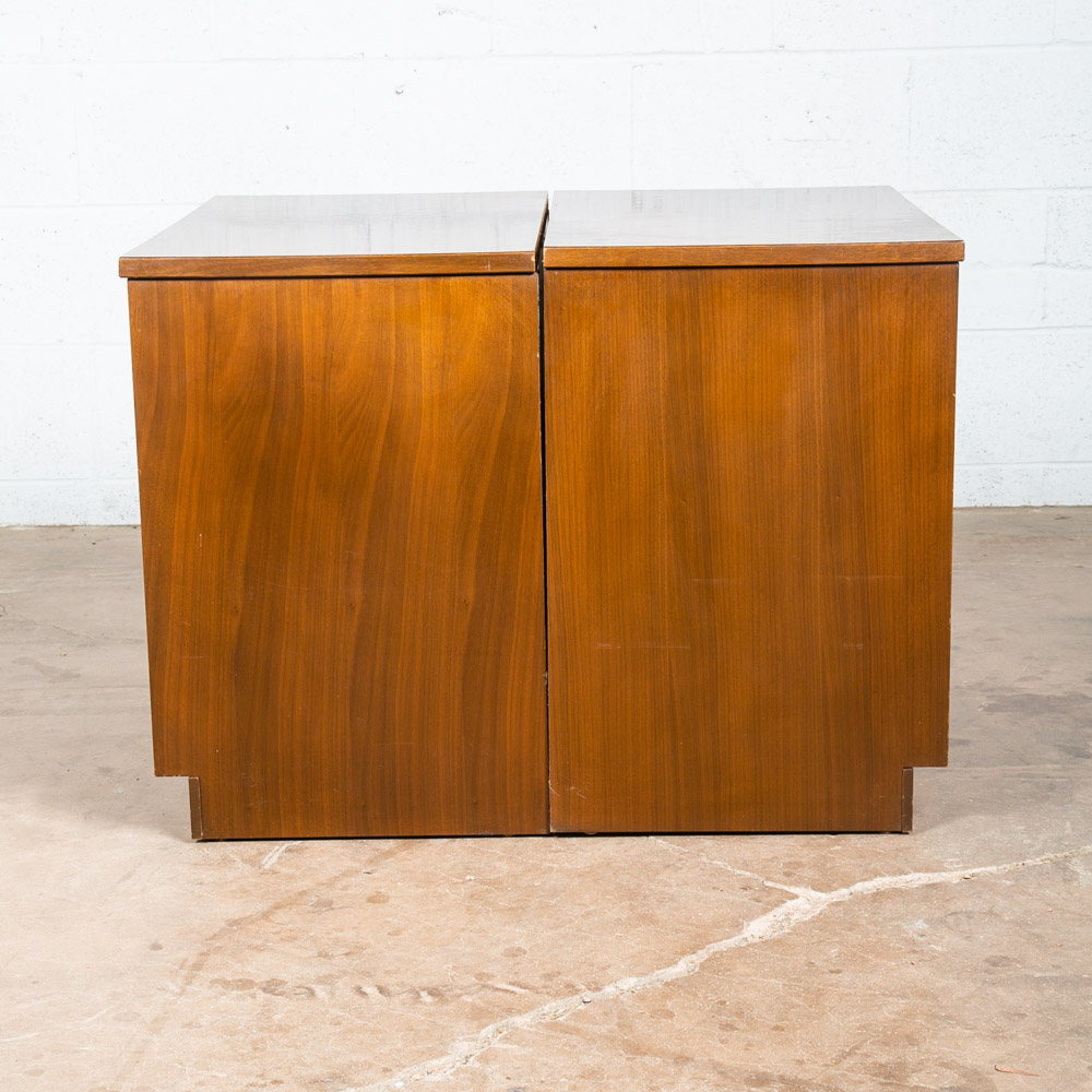Mid Century Modern Nightstand Set Pair End Table 2 Drawer Walnut Mcm Vintage Two - Image 9