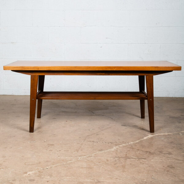 Mid Century Danish Modern Coffee Table Slat Teak Sculptural Denmark Shelf Mcm - Image 4