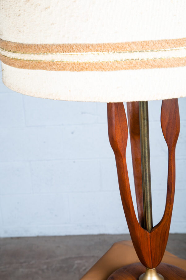 Mid Century Modern Table Lamp Sculptural Walnut Wood Adrian Pearsall Kagan Brass - Image 6