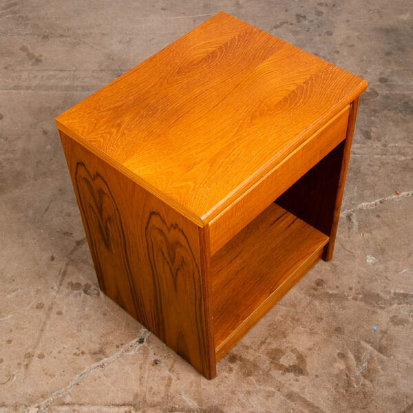 Mid Century Danish Modern Nightstand End Side Tables Teak Wood Drawer Denmark - Image 3