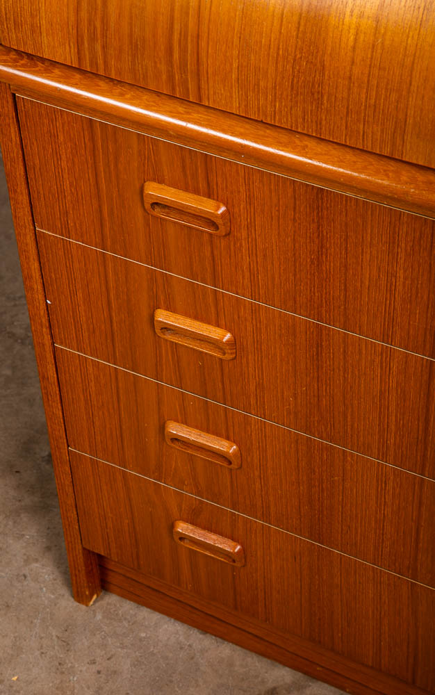 Mid Century Danish Modern Desk Rolltop Secretary File Teak Wood Denmark Vintage - Image 9