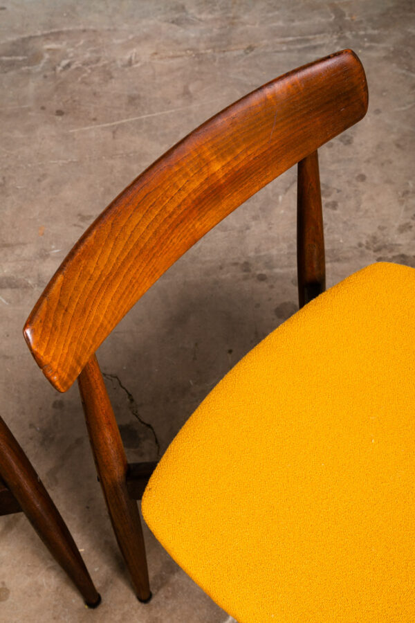 Mid Century Danish Modern Dining Chairs Set 4 HW Klein Bramin Solid Teak Yellow - Image 9