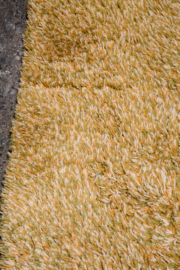 Mid Century Modern Shag Area Rug Abstract Yellow Tan 141"x102" Danish Large M - Image 8
