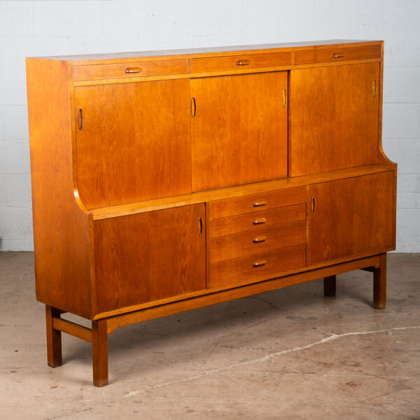 Mid Century Danish Modern Credenza Highboard Sideboard Sliding Doors Drawers NM