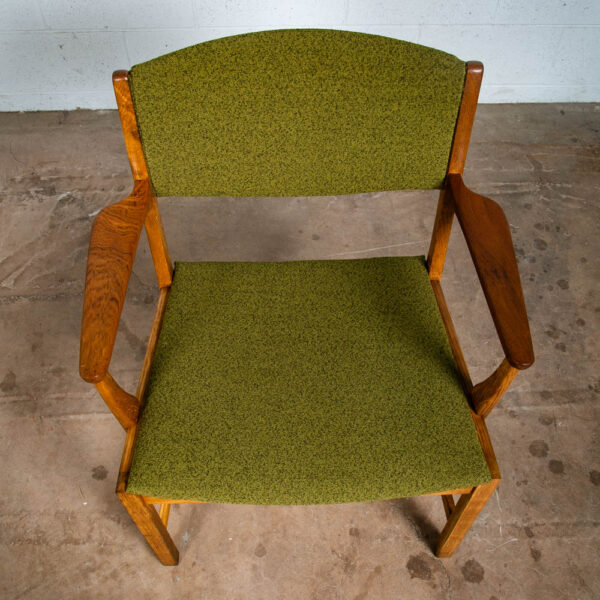 Mid Century Danish Modern Armchair Chair Teak Oak Dining Arms Green Restored - Image 8
