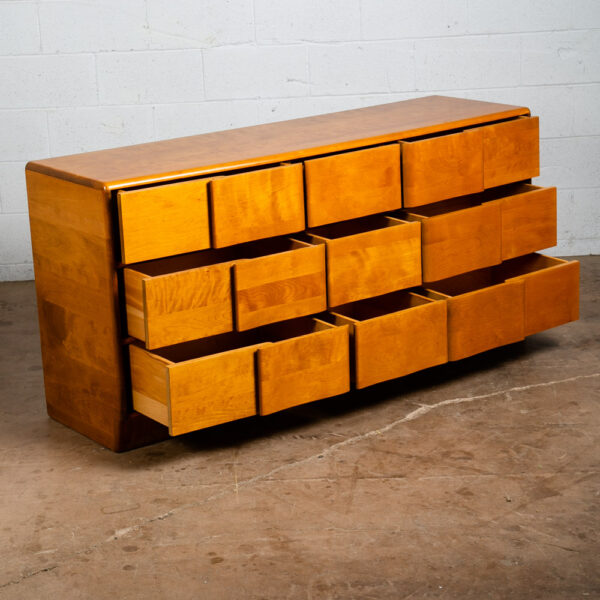 Mid Century Modern Dresser 9 Drawer Heywood Wakefield Sculptura Blonde Vintage - Image 6