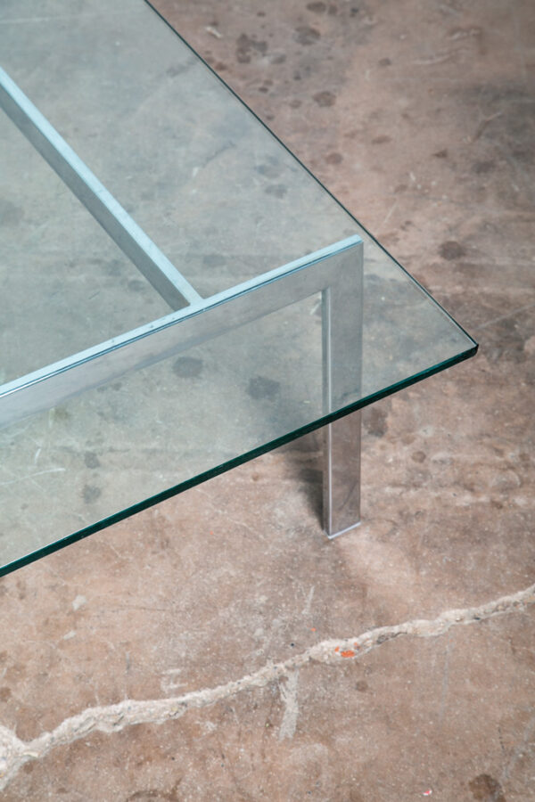Mid Century Modern Coffee Table Square Large Chrome Glass Fritz Hansen Style Mcm - Image 5