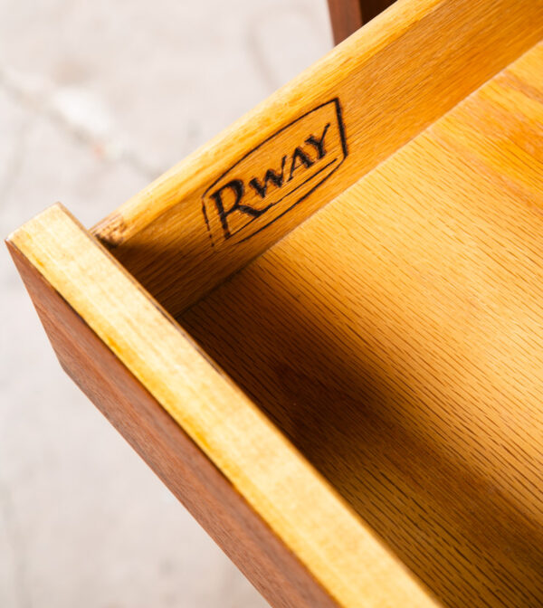 Mid Century Modern Serving Bar Cart Rway Drawers Cabinet Drop Leafs Wood Glass - Image 8