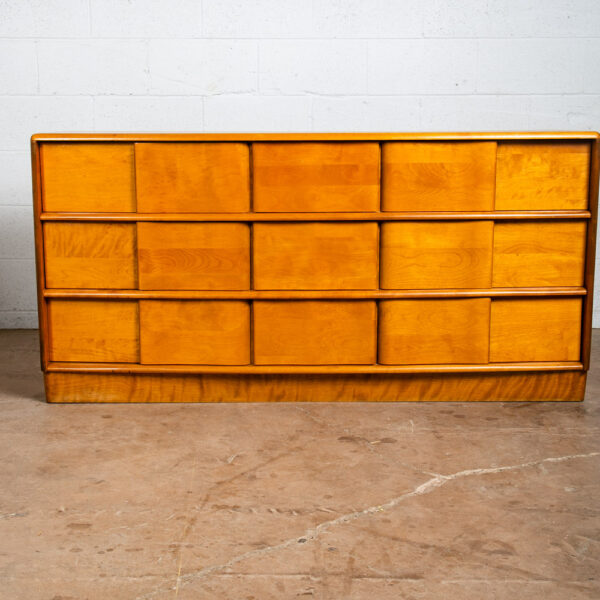 Mid Century Modern Dresser 9 Drawer Heywood Wakefield Sculptura Blonde Vintage - Image 5