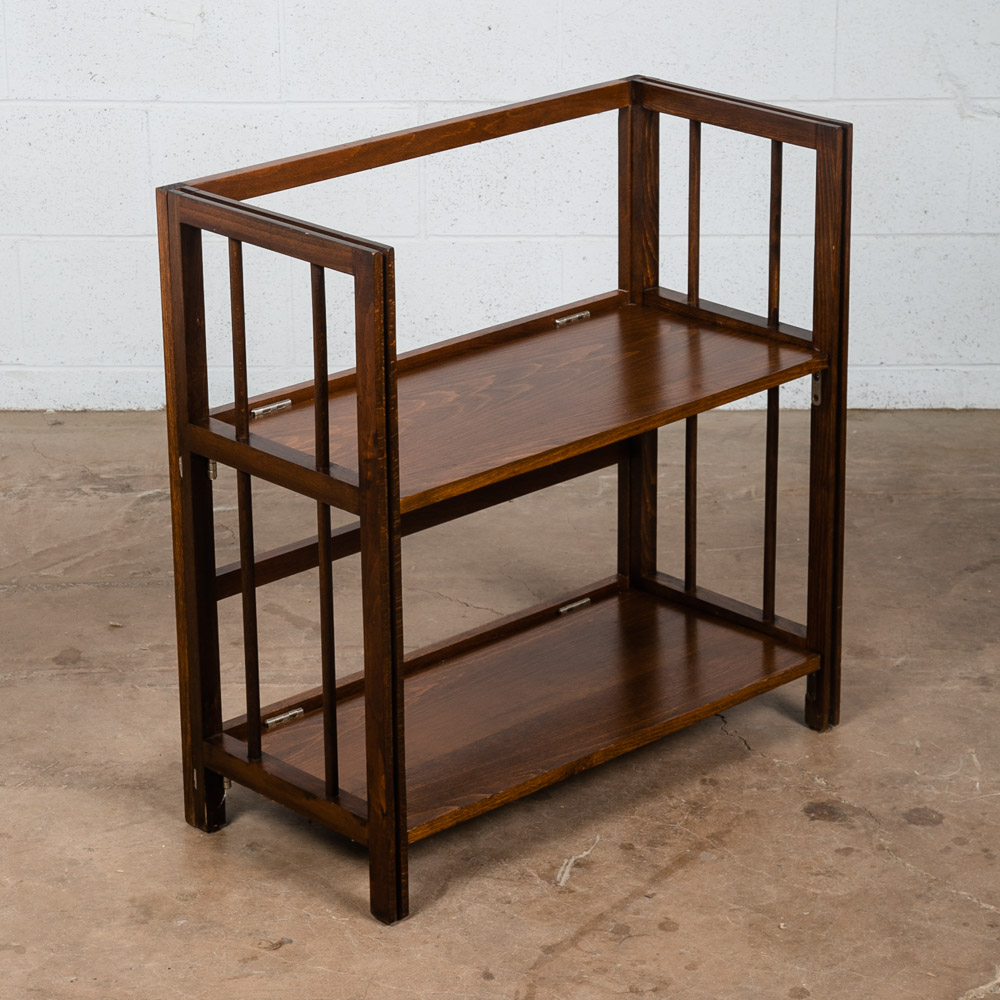 Mid Century Modern Bookshelf Book Shelf Shelving Folding Solid Oak Vintage Mcm