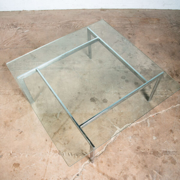 Mid Century Modern Coffee Table Square Large Chrome Glass Fritz Hansen Style Mcm - Image 3