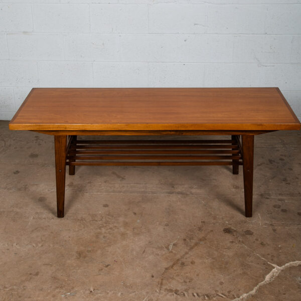 Mid Century Danish Modern Coffee Table Slat Teak Sculptural Denmark Shelf Mcm - Image 2