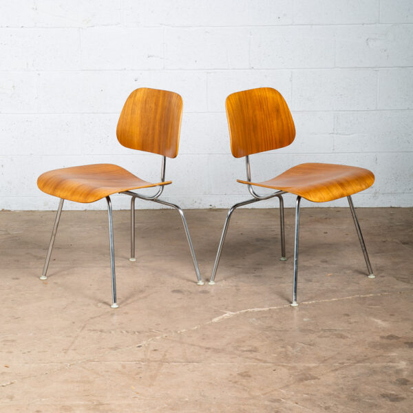 Mid Century Modern Side Chair DCM Pair Set Herman Miller Charles Eames Walnut VG