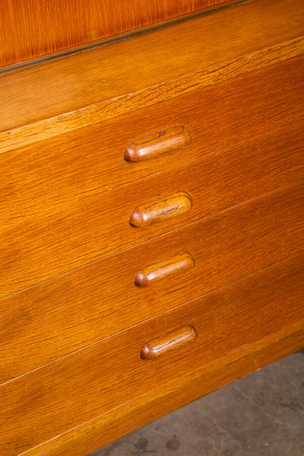 Mid Century Danish Modern Credenza Highboard Sideboard Sliding Doors Drawers NM - Image 10