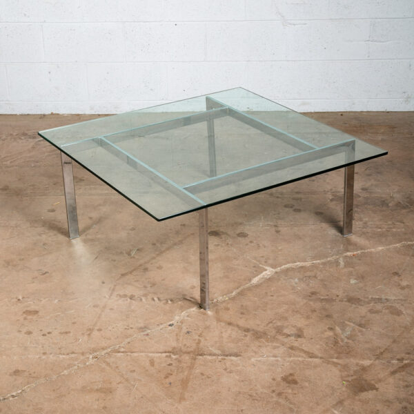Mid Century Modern Coffee Table Square Large Chrome Glass Fritz Hansen Style Mcm - Image 2