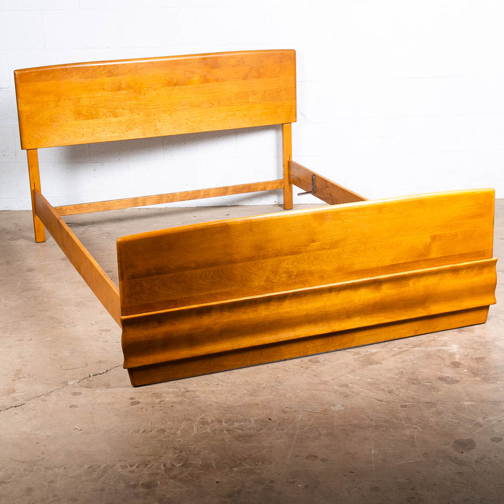 Mid Century Modern Headboard Bed Frame Full Heywood Wakefield Solid Maple Mcm