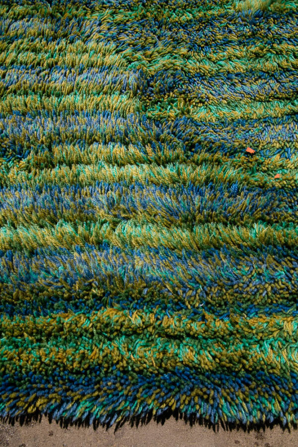 Mid Century Modern Shag Area Rug Abstract Blue Green 17.5'x11.25' Danish Large M - Image 2