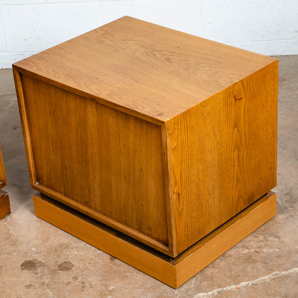 Mid Century Modern Nightstands End Side Table 3 Drawer Walnut Drexel Index Pair - Image 10