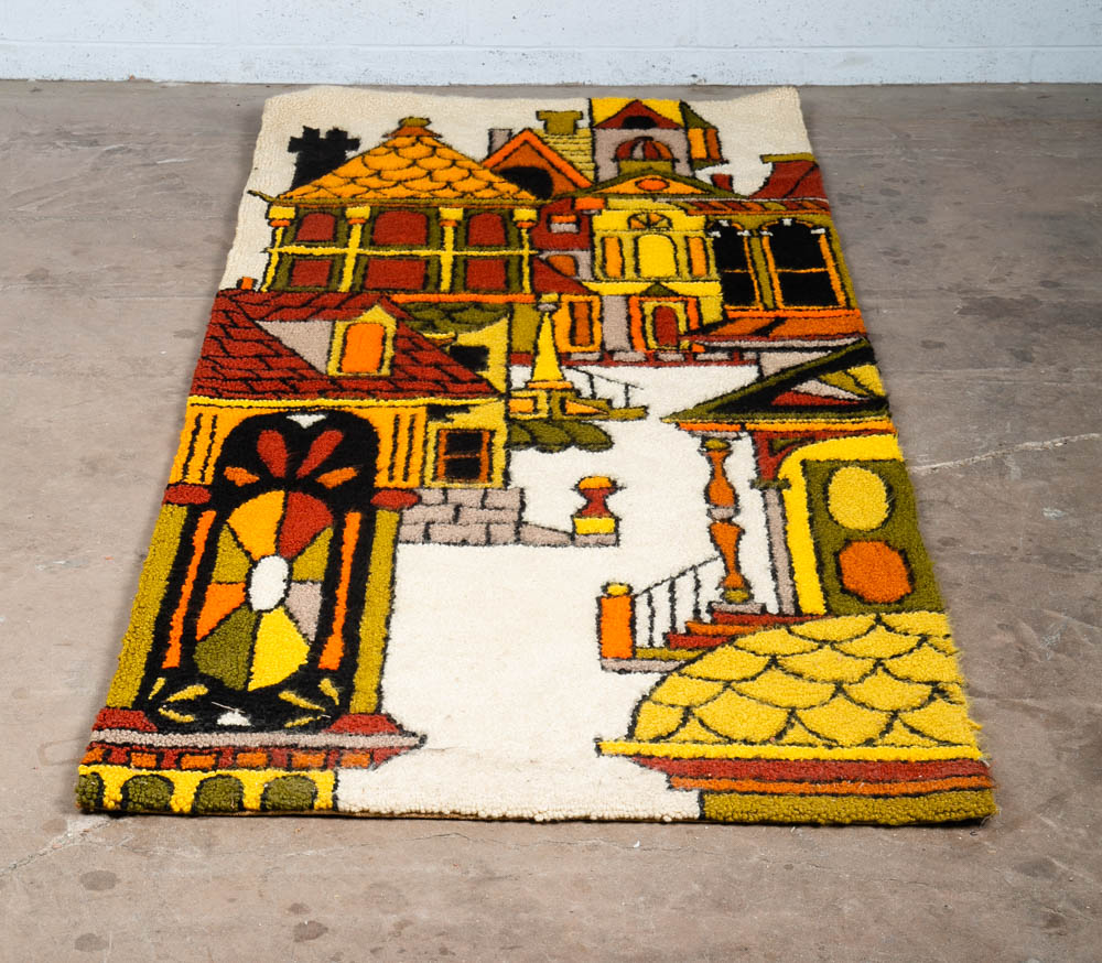 Mid Century Modern Tapestry Wall Hanging Hooked Rug Abstract Shag 1970s Retro - Image 2