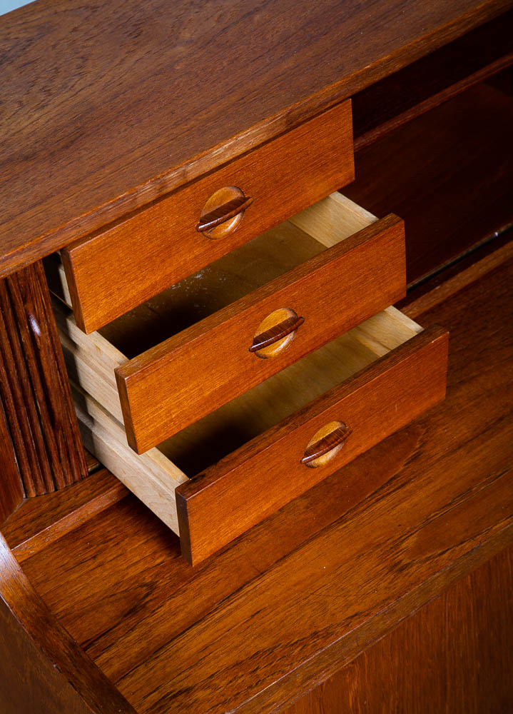 Mid Century Danish Modern Secretary Desk Cabinet Teak Johannes Sorth Denmark Mcm - Image 11