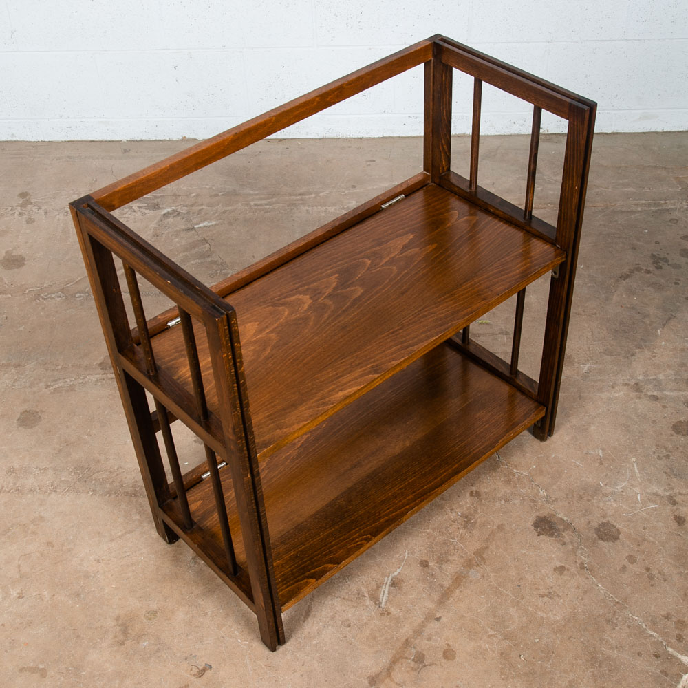 Mid Century Modern Bookshelf Book Shelf Shelving Folding Solid Oak Vintage Mcm - Image 5
