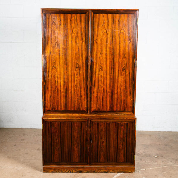 Mid Century Danish Modern Cabinet Brazilian Rosewood Doors Poul Hundevad Shelves