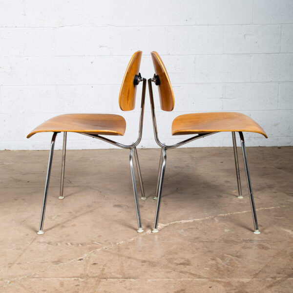 Mid Century Modern Side Chair DCM Pair Set Herman Miller Charles Eames Walnut VG - Image 2