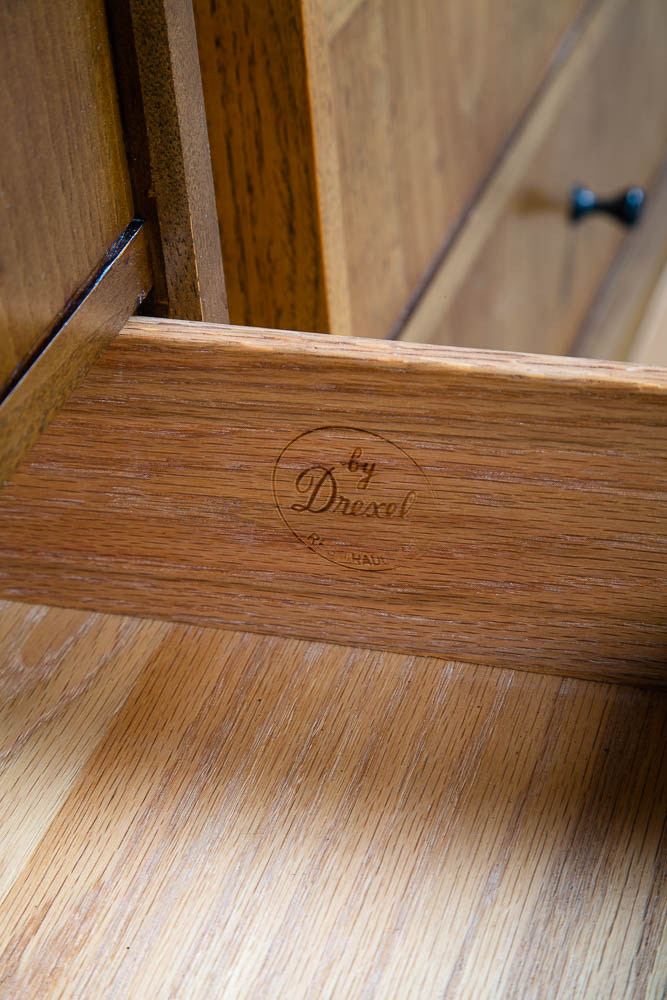 Mid Century Modern Nightstands End Side Table 3 Drawer Walnut Drexel Index Pair - Image 8