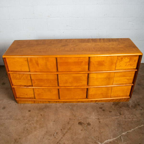 Mid Century Modern Dresser 9 Drawer Heywood Wakefield Sculptura Blonde Vintage - Image 9