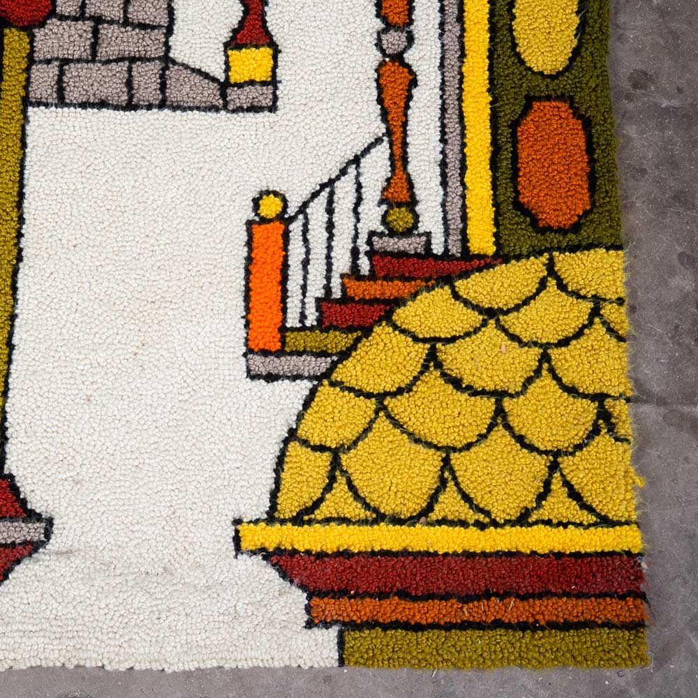 Mid Century Modern Tapestry Wall Hanging Hooked Rug Abstract Shag 1970s Retro - Image 10