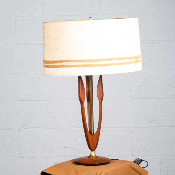 Mid Century Modern Table Lamp Sculptural Walnut Wood Adrian Pearsall Kagan Brass
