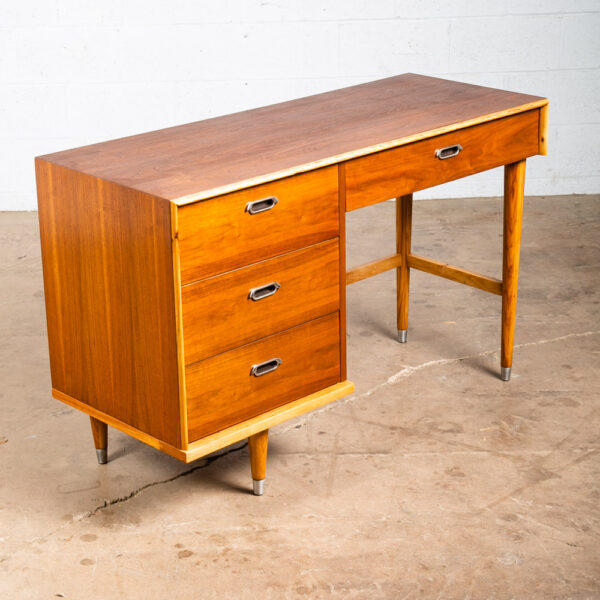 Mid Century Modern Desk BP John Metal 4 Drawer Walnut Vintage Floating Kneehole - Image 7