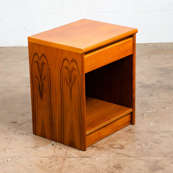 Mid Century Danish Modern Nightstand End Side Tables Teak Wood Drawer Denmark - Image 6