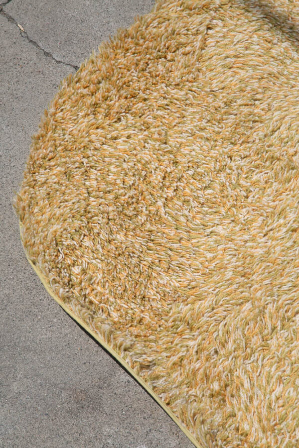 Mid Century Modern Shag Area Rug Abstract Yellow Tan 141"x102" Danish Large M - Image 5