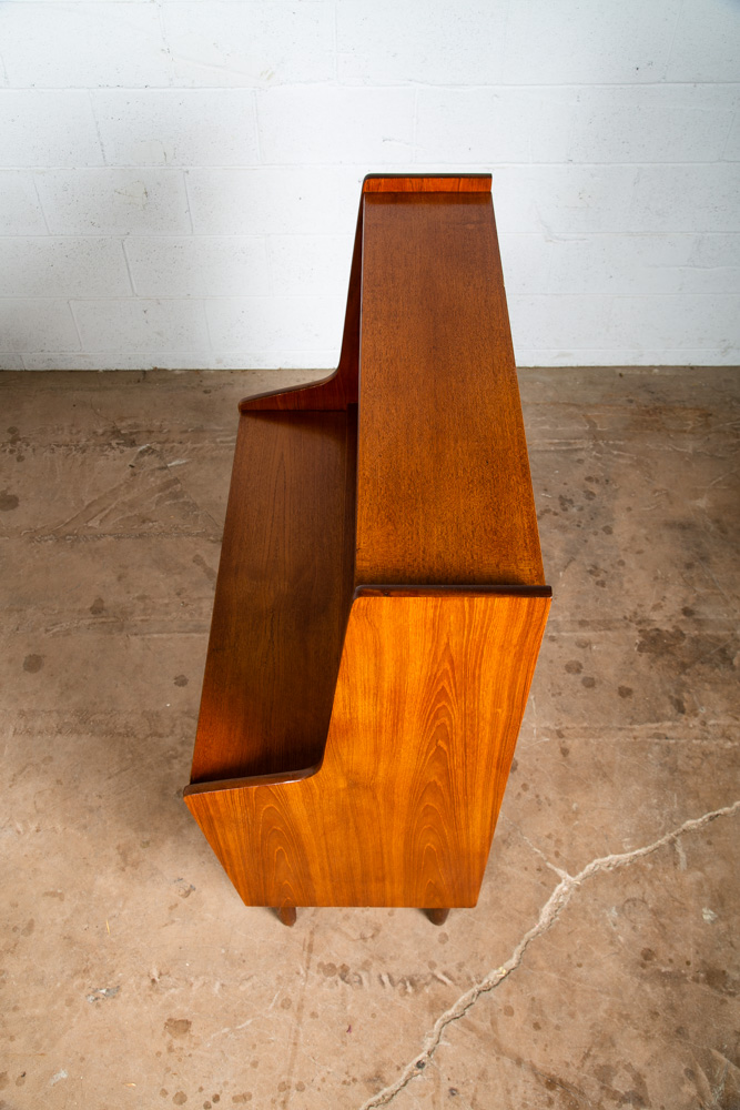 Mid Century Modern Secretary Desk Teak 7 Drawers Vanity Denmark Sliding Surface - Image 6