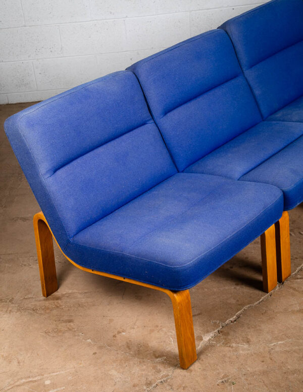 Mid Century Danish Modern Sofa Sectional 6 Piece Modular Magnus Olesen Blue Oak - Image 8