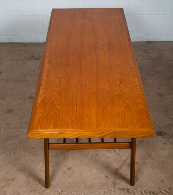 Mid Century Danish Modern Coffee Table Slat Teak Sculptural Denmark Shelf Mcm - Image 3
