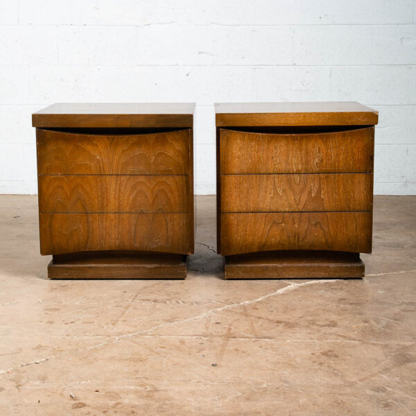 Mid Century Modern Nightstands End Side Tables Set American Martinsville Drawers - Image 2