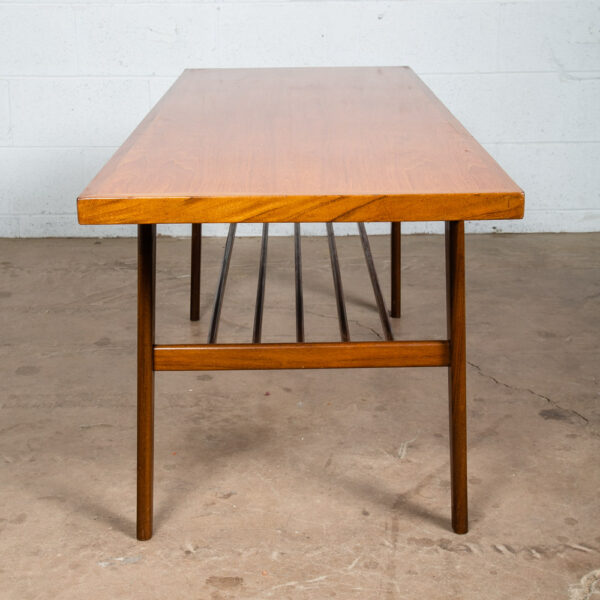 Mid Century Danish Modern Coffee Table Slat Teak Sculptural Denmark Shelf Mcm - Image 5