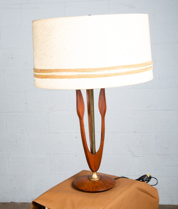 Mid Century Modern Table Lamp Sculptural Walnut Wood Adrian Pearsall Kagan Brass - Image 10