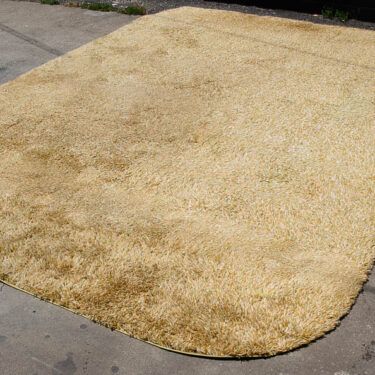 Mid Century Modern Shag Area Rug Abstract Yellow Tan 141"x102" Danish Large M