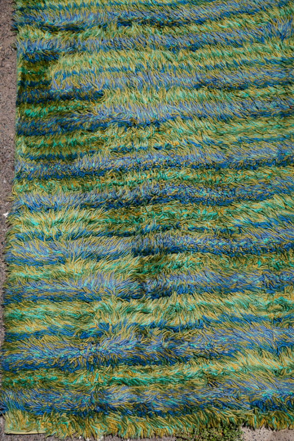 Mid Century Modern Shag Area Rug Abstract Blue Green 17.5'x11.25' Danish Large M - Image 9