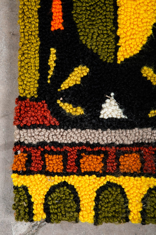 Mid Century Modern Tapestry Wall Hanging Hooked Rug Abstract Shag 1970s Retro - Image 5