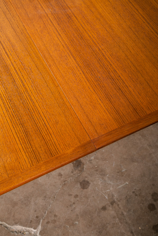 Mid Century Danish Modern Dining Table Large Teak Expanding Leaf x2 Round 86" - Image 12
